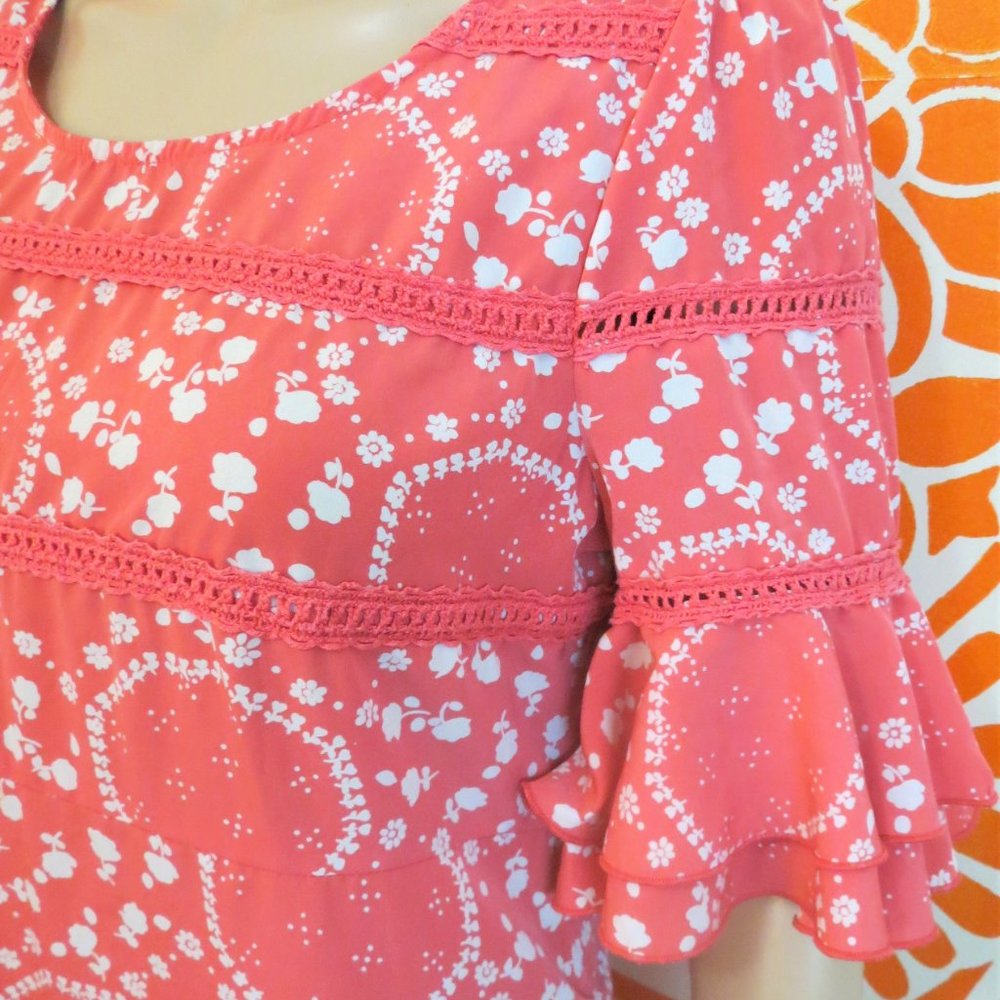 Free People Pink Floral Ruffled Dress 4 - Picture 2 of 3